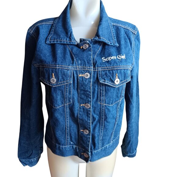 Medium True Vintage Y2K Warner Bros Super Girl Denim Jacket 100% Cotton 2001 - Picture 1 of 5